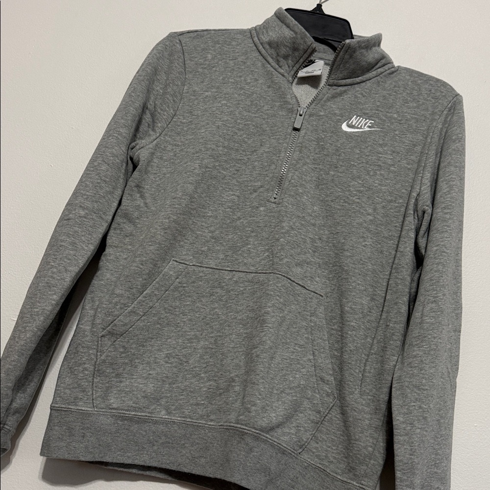 Nike Women's Gray Sportswear Club Fleece Quarter-Zip Sweatshirt - Picture 5 of 8